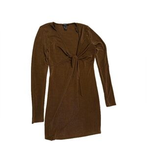 Forever21 Brown Sheer Long Sleeve Dress